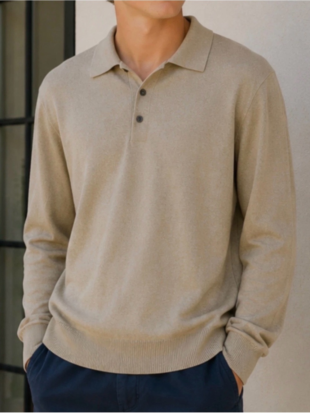 Jos. A. Bank Signature Collection 100% Silk Knit Polo Sweater Mens XL Beige